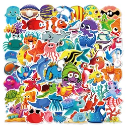 Pegatinas bonitas de peces del océano para decoración, pegatinas de ojos grandes para manualidades, álbum de recortes, papelería, Maleta, botella de agua, teléfono, portátil, juguete para niños, 10/30/60 piezas