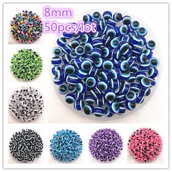 New Jewelry Resin Spacer Beads Ball Mixed Evil Eye Pattern About 50pcs 8mm( 5/16