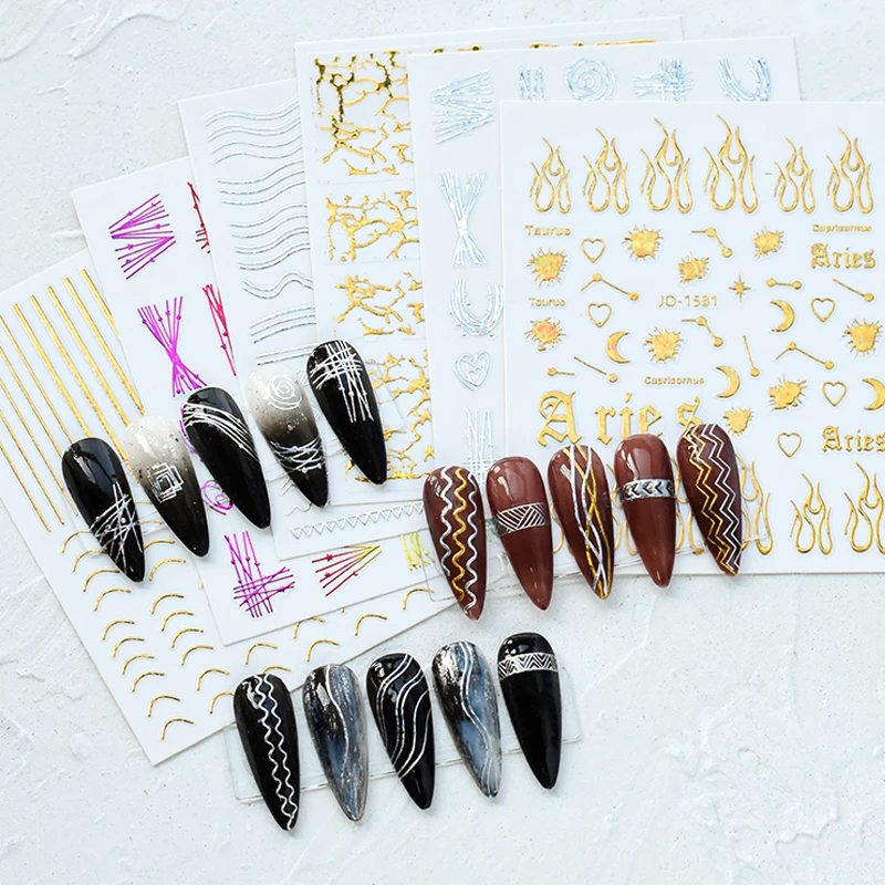 Golden Nail Art Stickers Fire Adhesive Sliders Leaves Winter Sticker Autumn Products Stick On Nails Decorations Room Design