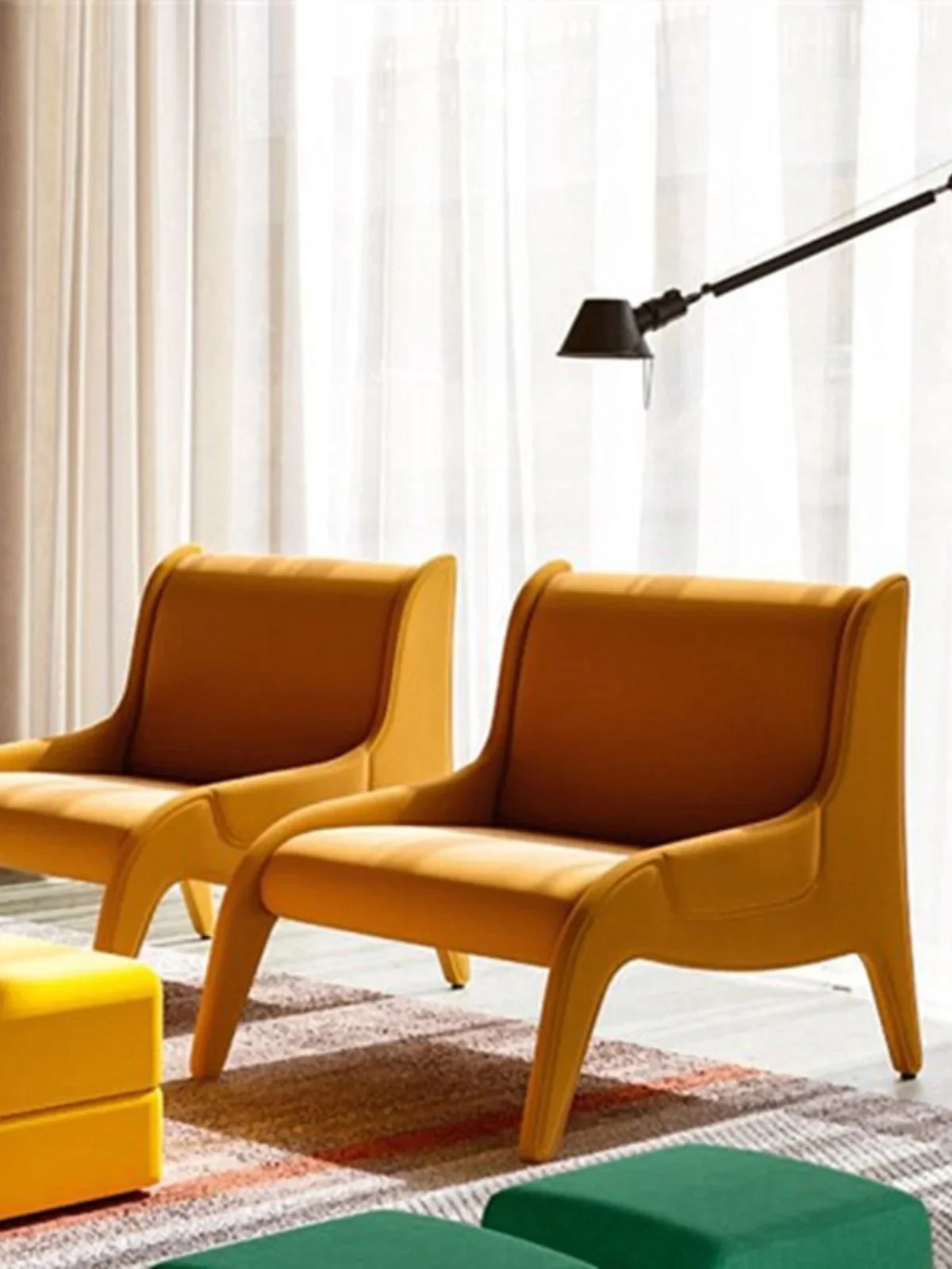 أثاث مصمم من القماش الحديث كرسي فردي شقة صغيرة نموذج بسيط غرفة المعيشة كرسي أريكة فردي #3