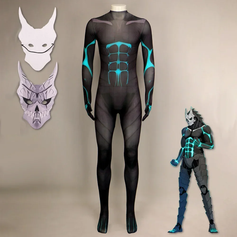 

Anime Kaiju No. 8 Kafka Hibino Cosplay Zentai Men Slim Printed Jumpsuit Costume Halloween 3D Printing Bodysuit Fancy Clothing