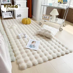 Alfombra mullida de pelo de conejo de imitación para niñas, alfombrilla antideslizante lavable para sofá, sala de estar, dormitorio, suave, decoración de silla peluda