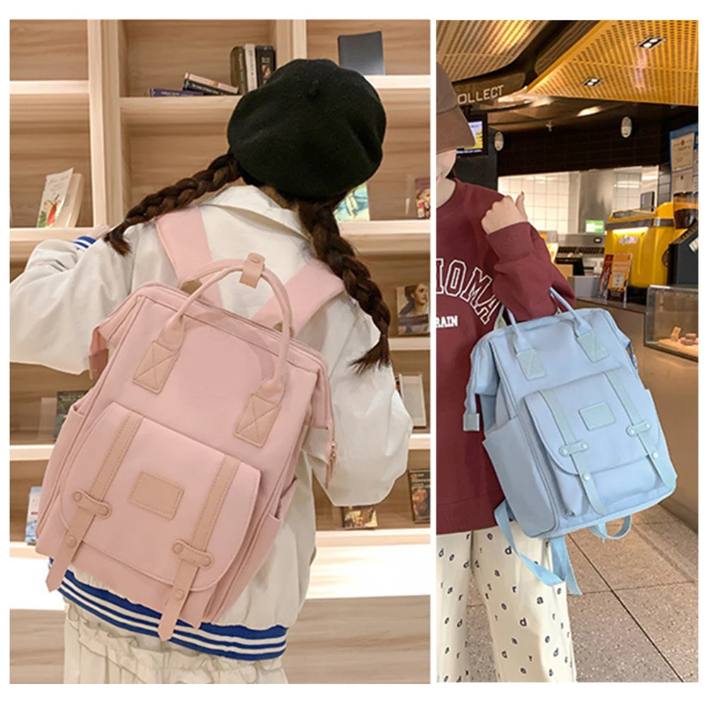 Mochila leve para estudante, mochila do ensino médio, cor sólida, apto para viagens ao ar livre, camping