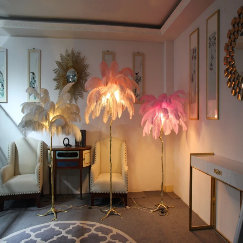 

Copper floor lamp floor lamp decoration villa living room bedside table lamp