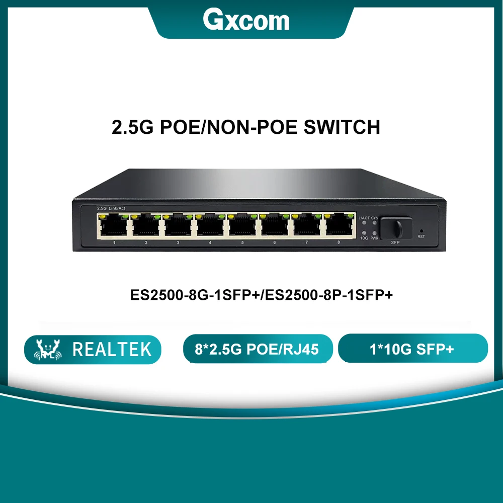 

Многогигабитный неуправляемый коммутатор PoE/неPoE Plug & Play, 8 портов, 2,5 г, 1*10G SFP+