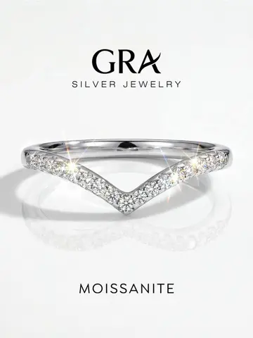 GRA V-Shaped Moissanite Shining Rings For Women 925 Sterling Silver With White Golden Pure Diamond Engagement Wedding Jewelry
