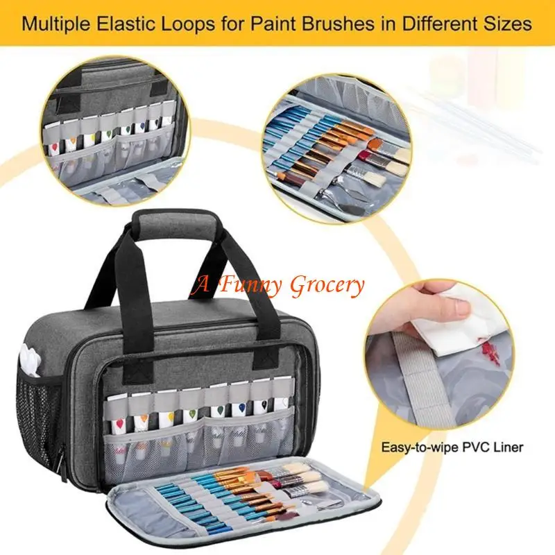 

652E Paint Storage Case Acrylic Paint Carry Bag Hold 50 Bottle Watercolor Paint Case