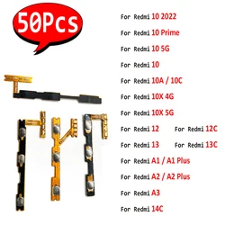 50Pcs,NEW Power on/off Volume Key Button Flex Cable Ribbon For Xiaomi Redmi 14C 13 13C 12 12C 10X 4G 5G 10A 10C 10 2022 10 Prime