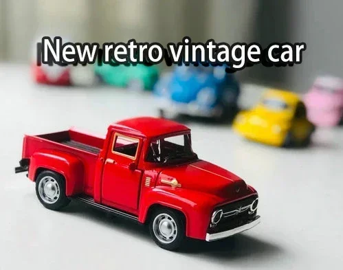 New Vintage Car Red Truck Toy Vintage Car Alloy Pickup Truck Children\'s Toy Christmas Birthday Gift