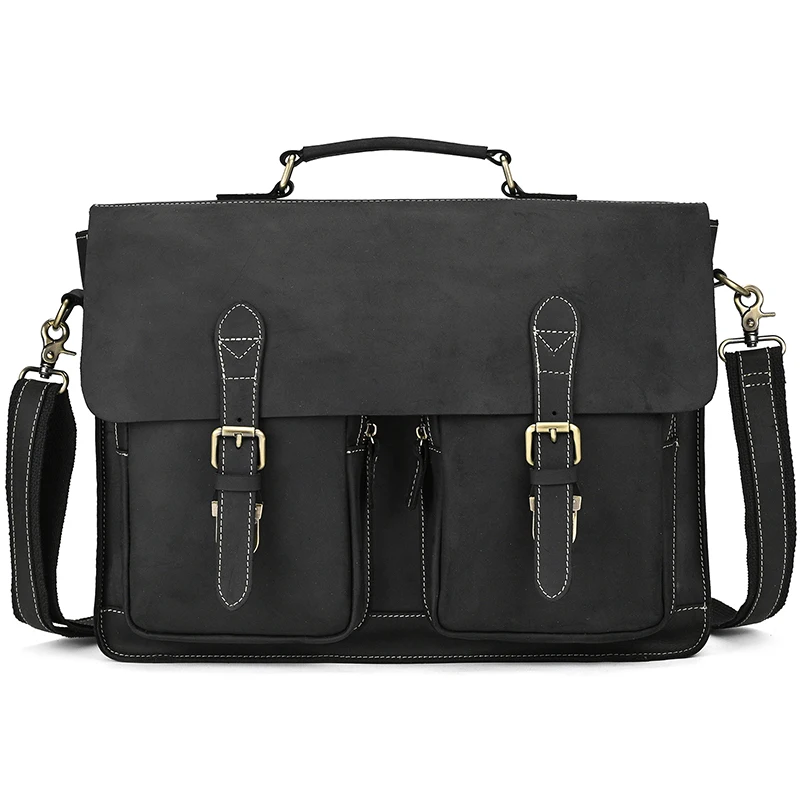 42cm Large Men Business Briefcase Shoulder Bag Leather Casual Messenger BagGenuine Leather Male Female Crossbody Computer Bag