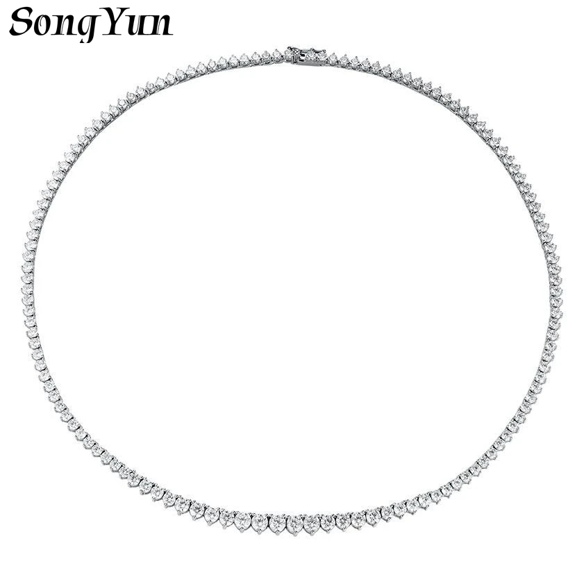 

SONGYUN Luxury Jewelry 925 Sterling Silver Necklace 0.4ct D Color VVS Moissanite Diamond Women Tennis Necklaces Pendant Jewelry
