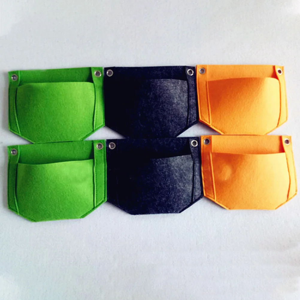 

5pc Felt Planting Bags Reusable Lightweight Storage Bag Green Wall Hanging Pouches Non-Toxic 3D Pocket for Herbs