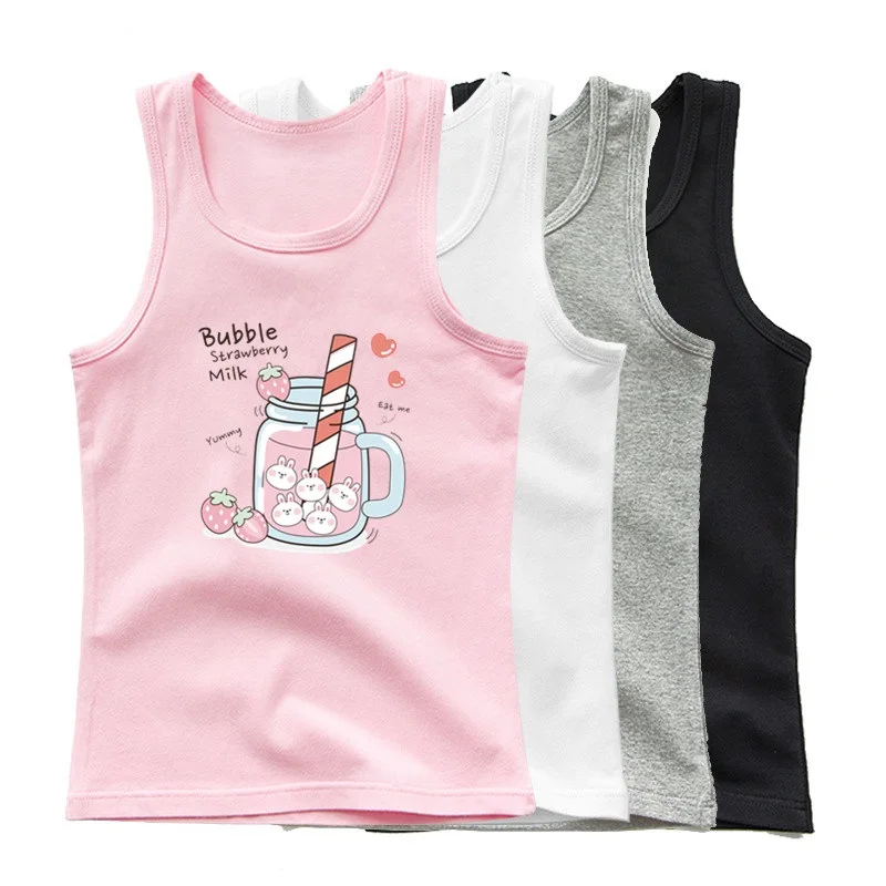 Girls Candy Lollipop Sweet Tank Top Cotton Underwear Summer Children Sleeveless T-shirt Beach Clothing Kids Cute Vest