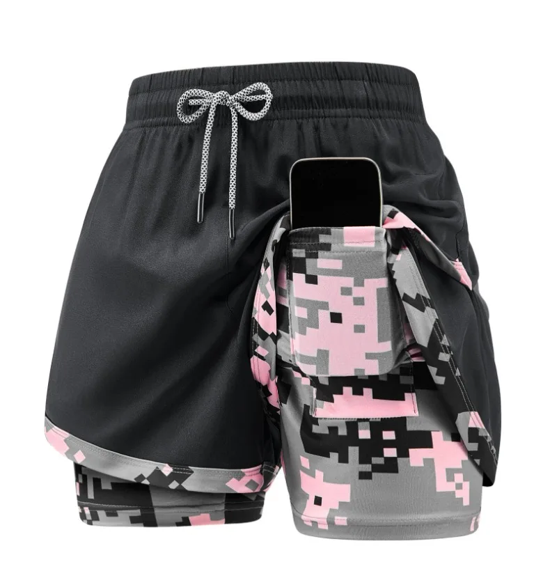 Women's 2-in-1 Gym Shorts with Pockets High Waist Quick Dry Breathable Lightweight Workout Running Swim Beach Casual Outdoor