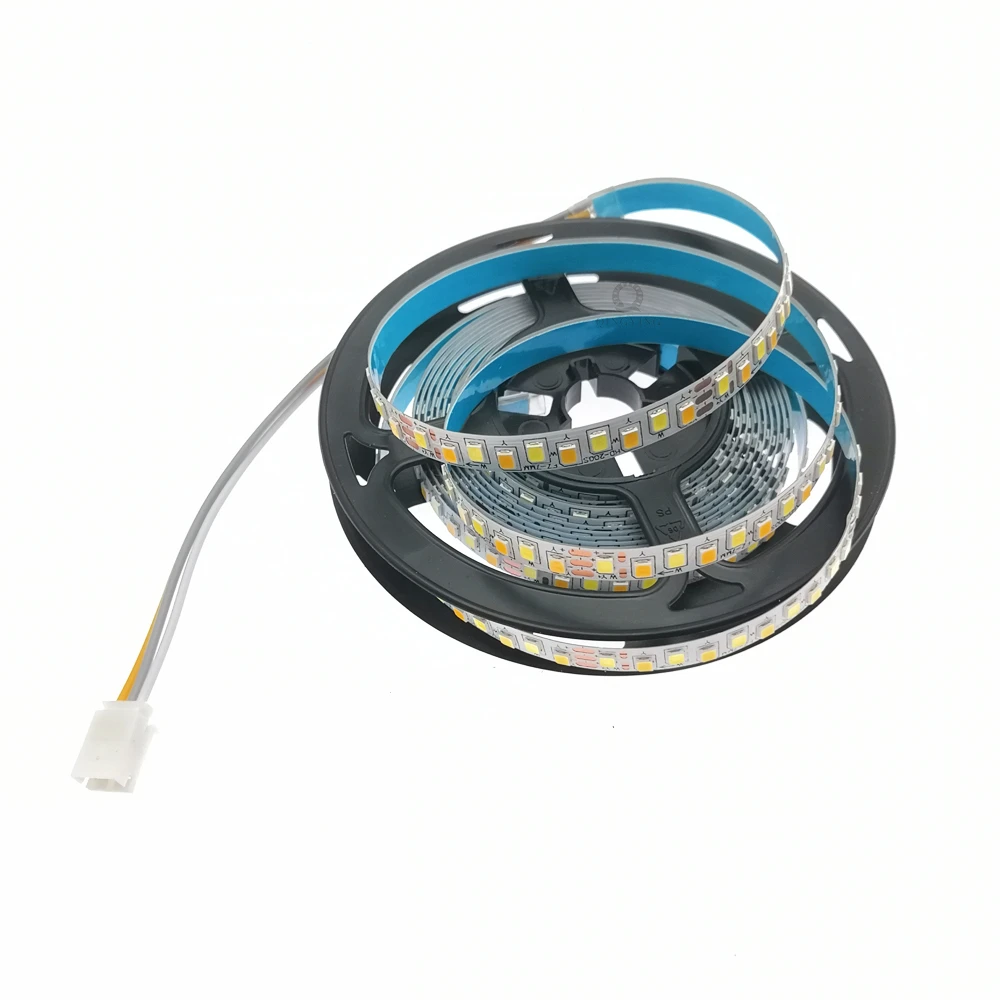 3 Meters/roll Dual Colors SMD2835 LED Strip Contant Current 220-260mA For Repairing Chandeliers, 3000K+6500K Bicolor LED Ribbon