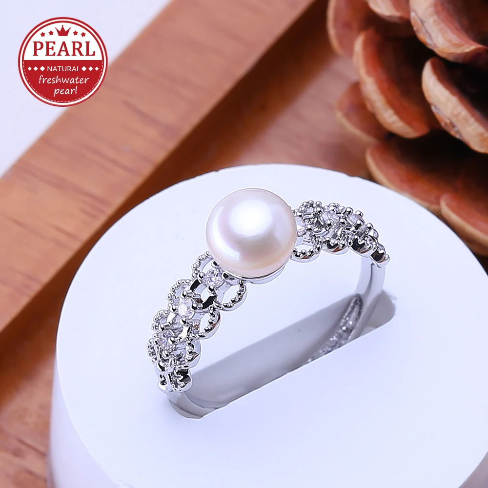 FENASY Freshwater Pearl 18K Gold Plated Adjustable Rings for Women,Suitable for Daily Wear and Party,Gifts for Birthday
