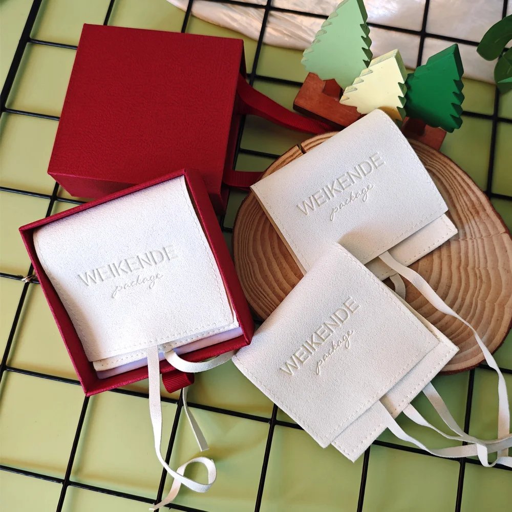 

100pcs Beige Microfiber Packaging Pouch Personalized Logo Jewelry Gift Bags For Rings Earrings Cosmetic Tarot Organizer Wedding