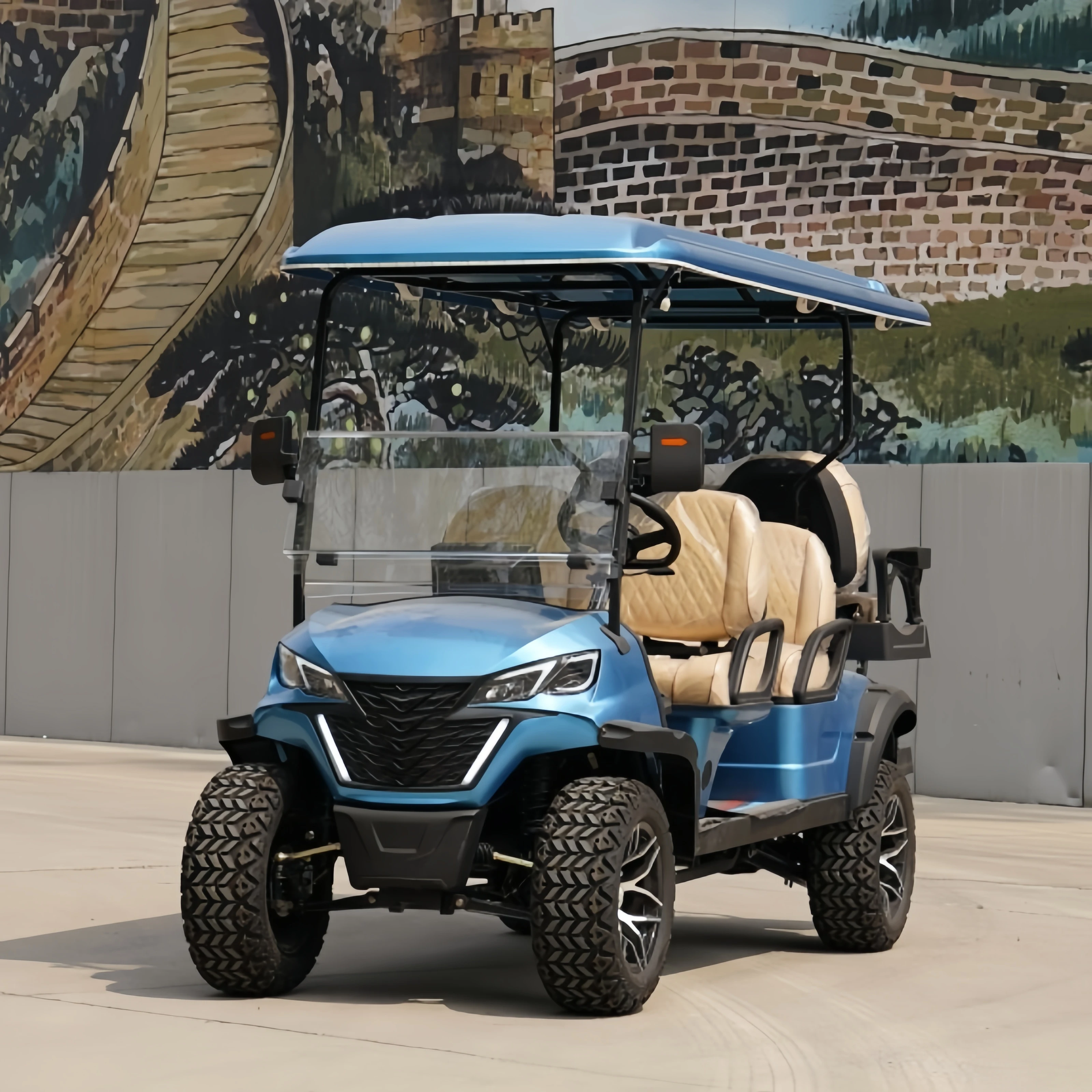 Carros de golf eléctricos de 6 plazas con motor de batería de litio motorizado chino de 72v, coche de golf eléctrico de 4 plazas a la venta