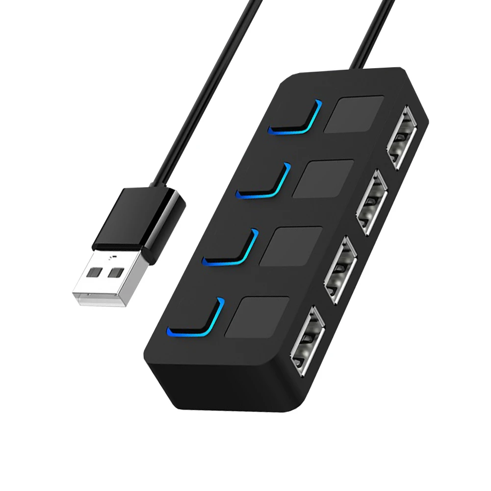 

4-портовый концентратор USB 2.0, разветвитель, адаптер питания с несколькими USB-портами для настольного ноутбука