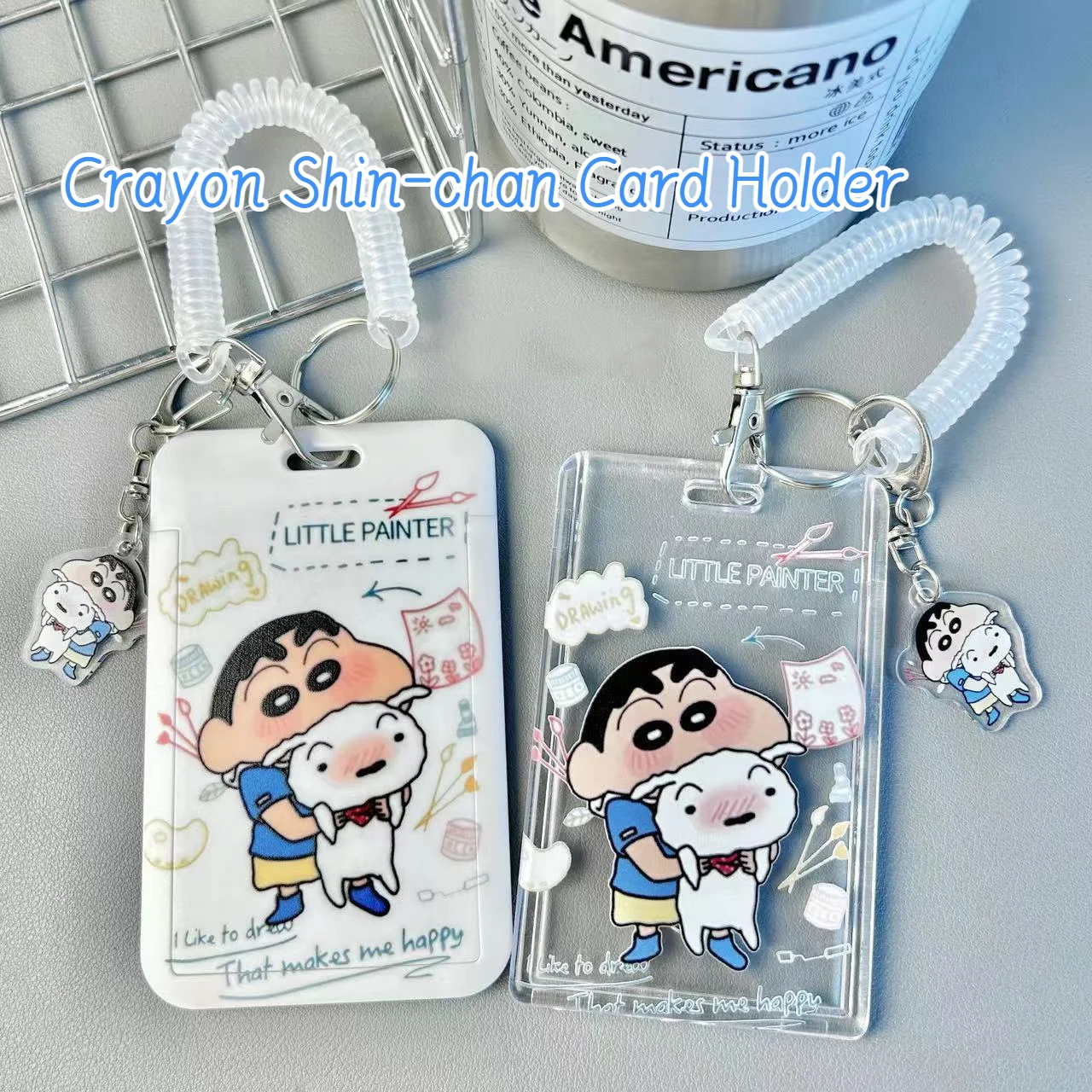 

Crayon Shin-chan Cute Cartoon Card Anti-lost Student Card Employee ID Set Traffic Card Elevator Card Badge Protection Cover