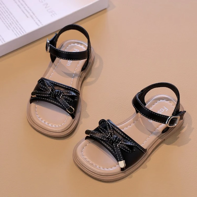 

Kids School Open-toe Sandals Summer Fashion Bowtie Girls Causal Flat Sandals Fashion Non-slip Children Soft Bottom Beach Sandals