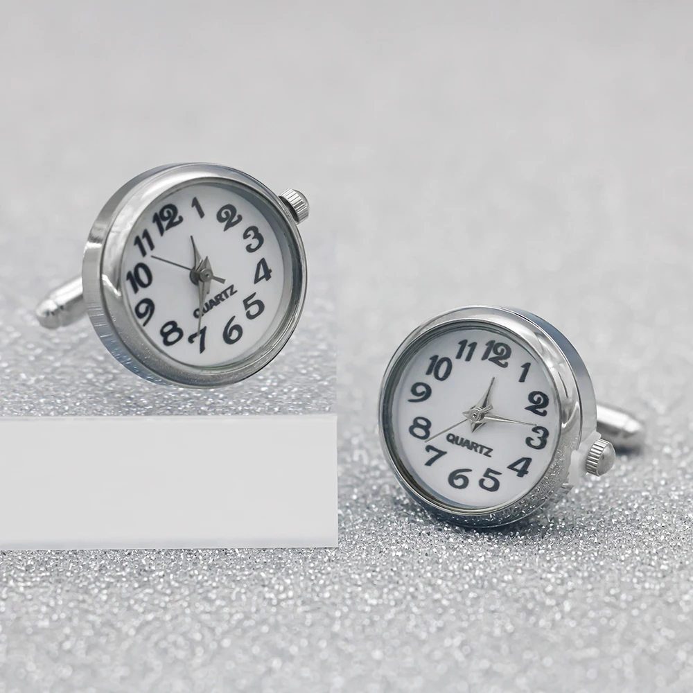 Classic Elegant  Watch Cufflinks Real Clock Cuff links With Battery Cufflinks Machine Core Mechanical cuffs Relojes Design