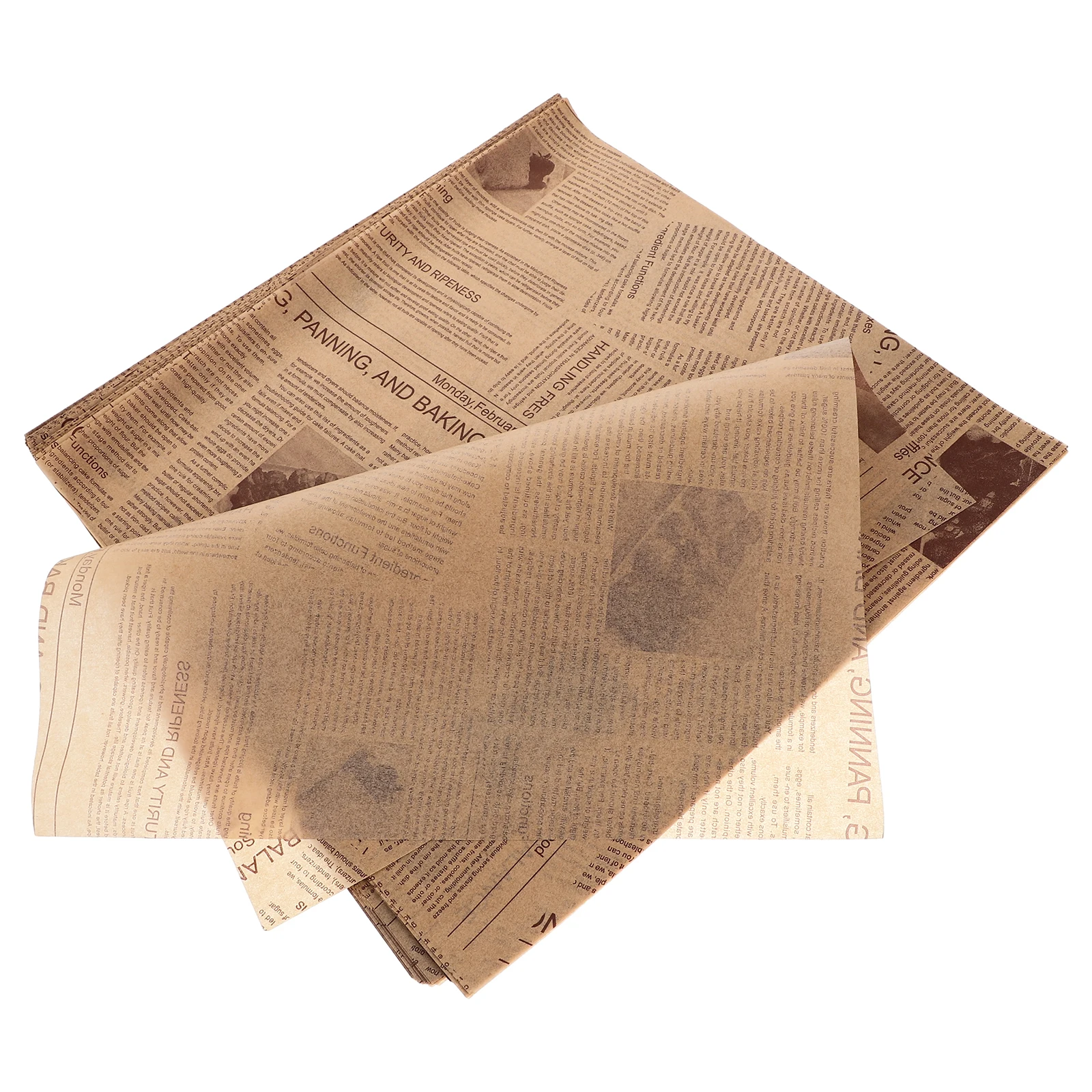 

100 Sheets Baking Greaseproof Paper Food Wrapping Sandwich Paper French Fries Newspaper Design Food Basket Liners