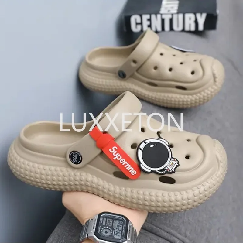 Dongdong Couple's Summer Anti Slip Soft Sole Feet Feeling Baotou Slippers for Wearing Outside Sports Thick Sole Beach Sandals