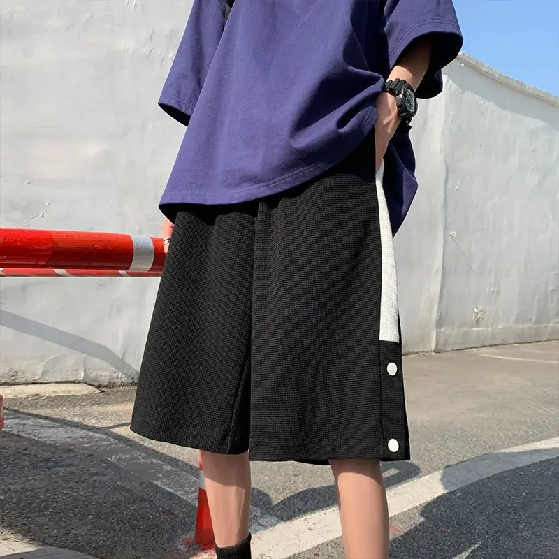 Double breasted Casual Sports Shorts for Men's 2023 Summer New Student Korean Loose Fitting Work Pants Trend