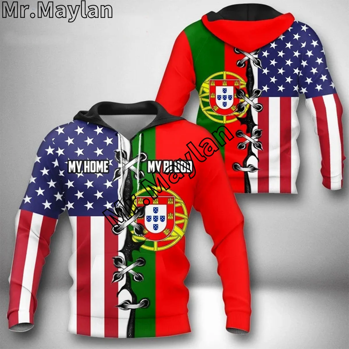 CUSTOMIZE PORTUGAL Flag Yellow Green & RED 3D Hoodie Men/Women Sweatshirt Streetwear Zip Pullover Casual Jacket Tracksuits K-033