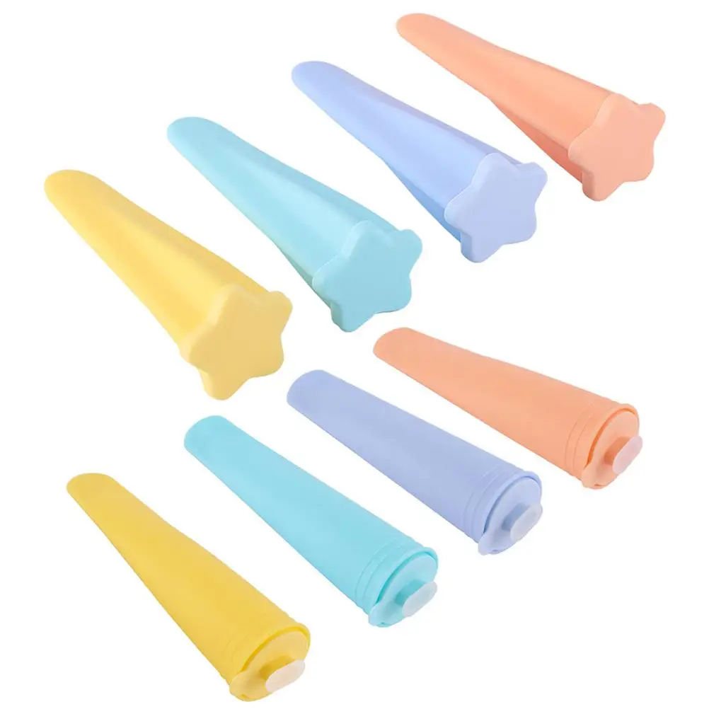 8 Pcs Cream Mold Food Grade Silicone DIY Popsicle Kids Lid Summer Plastic Craft Popsicles Molds Plastic Baking Baby Molds
