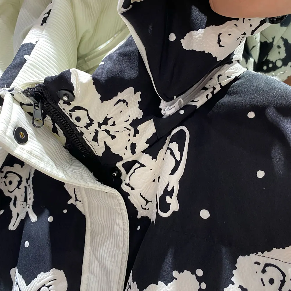 Parka corta para mujer, chaqueta de plumas de mariposa Floral a la moda, chaqueta cálida con capucha para mujer, abrigo informal de manga larga con plumón de pato