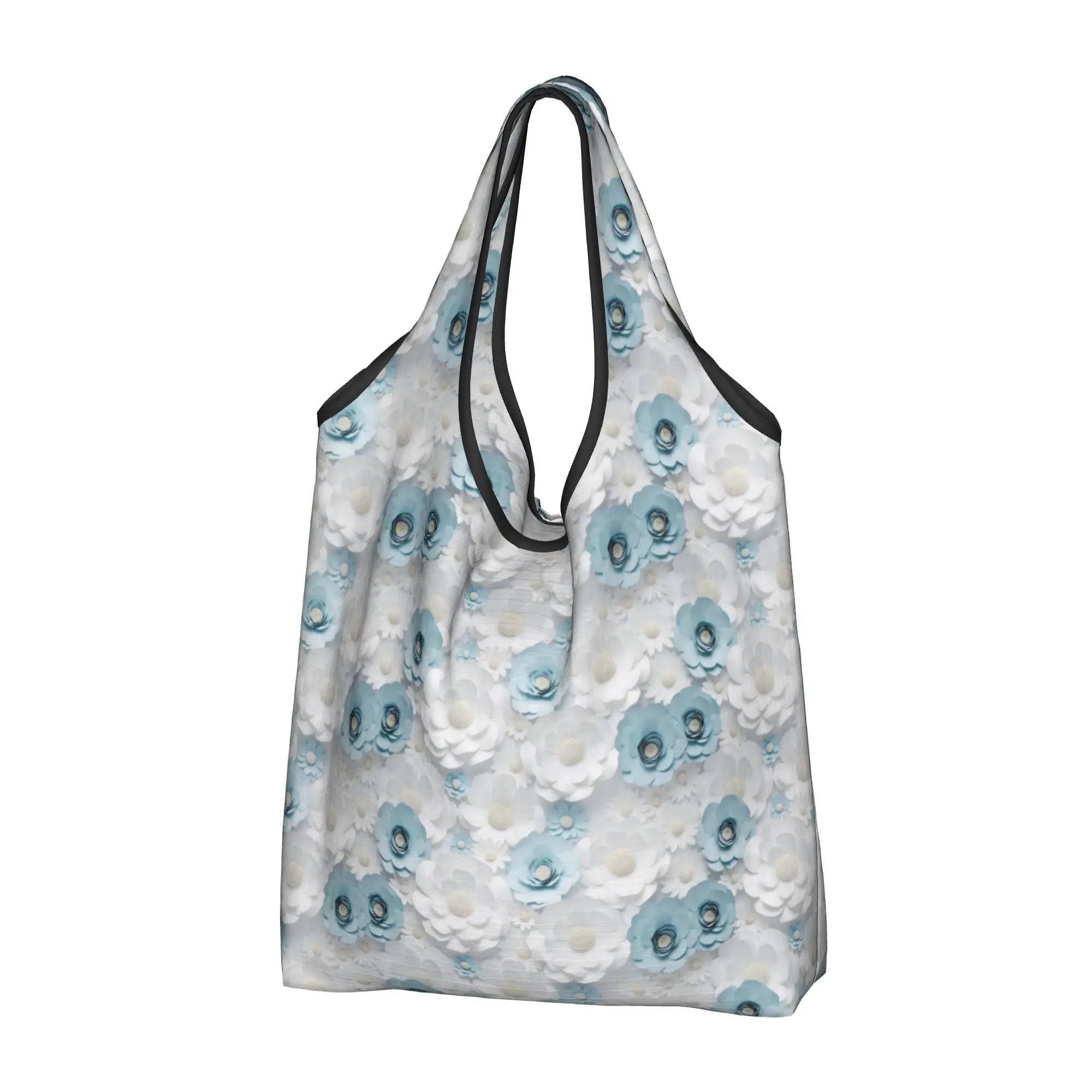 Recycling Luxury High 3D Floral Shopping Bag Women Tote Bag Portable Fashion Trend 3D Flowers Groceries Shopper Bags