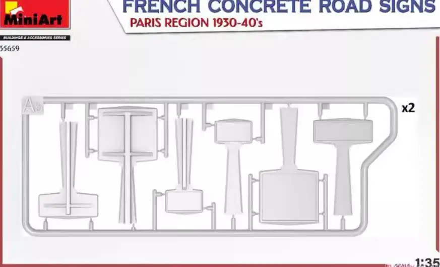 MINIART 35659 1/35 Scale French Concrete Road Signs.Paris Region 1930-40`s