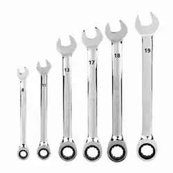 8-11-13-17-18-19mm 6PC  Ratchet Combination Metric Wrench Set Hand Tools Torque Gear Socket Nut Tools A Set of Key