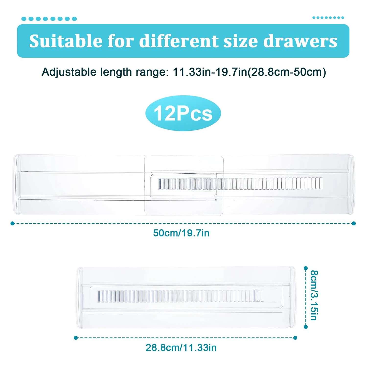 4/6/8/12 Pack Expandable Drawer Dividers, Drawer Dividers for Kitchen Utensils, Bedroom Clothes, Organization and Storage
