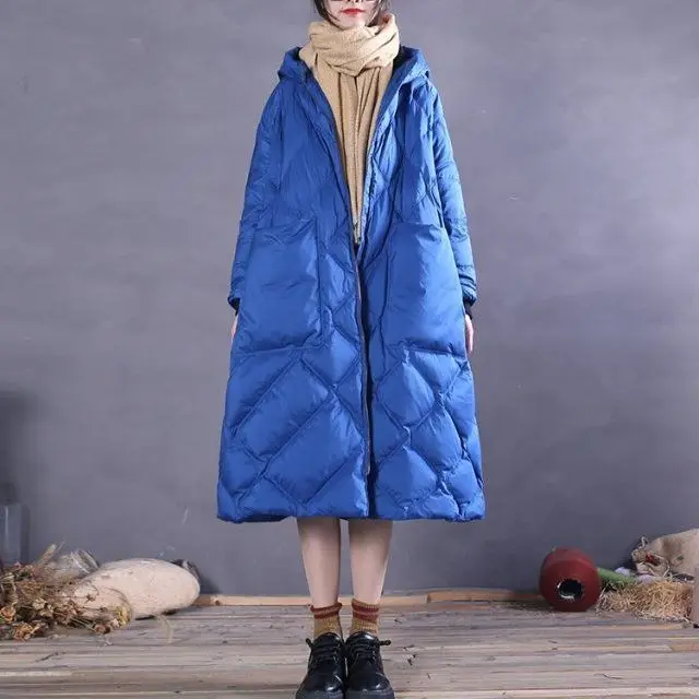 Winter nieuwe dames donsjack losse oversized eend donsjack met capuchon