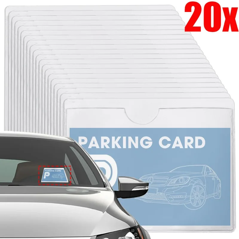 Windshield Parking Permit Transparent Card Bag Plastic Card Cover Pocket Self-adhesive Clear Label Bag Bill Storage Card Holder