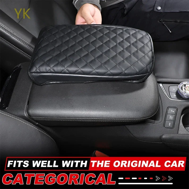 

For Cadillac XT6 Leather Black Car Center Console Armrest Box Cover Mat Trim Interior Car Accessories