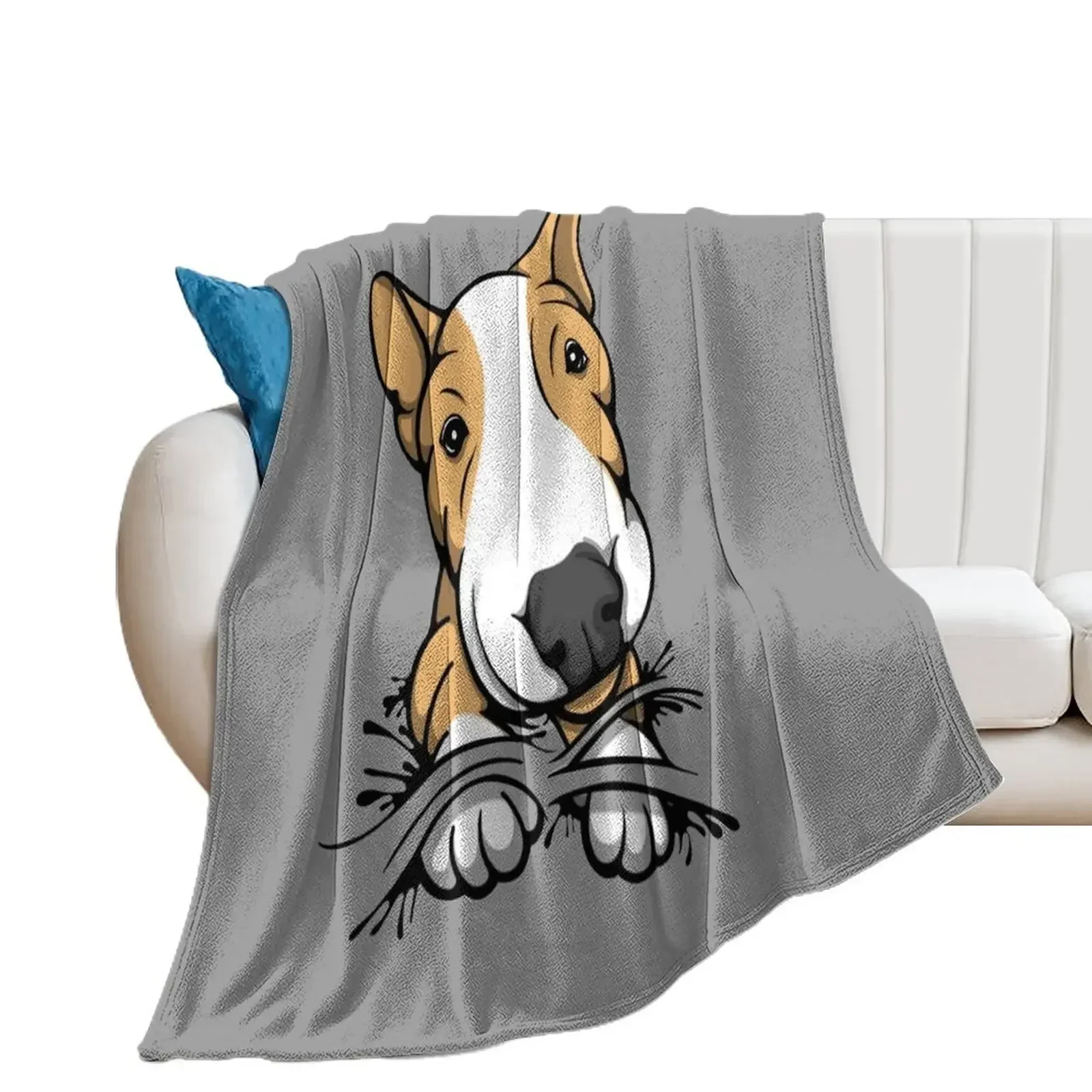 

Cute Puppy Bull Terrier Tan and White Throw Blanket Soft Plaid Warm Blankets