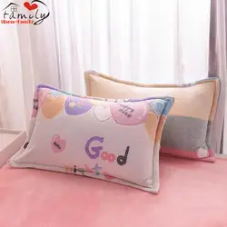 1/2pcs Cartoon Printed Plush Pillowcase 48*74cm Rectangle Sleeping Pillow Case Winter Warm Soft Flannel Pillow Covers Home Decor