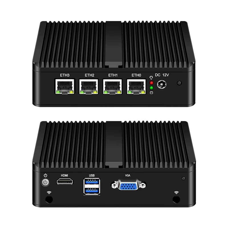 Fanless Mini PC OPNsense Router Intel Celeron N2940 Quad Cores 4 LAN Ports Gigabit Ethernet Firewall Appliance Pfsense