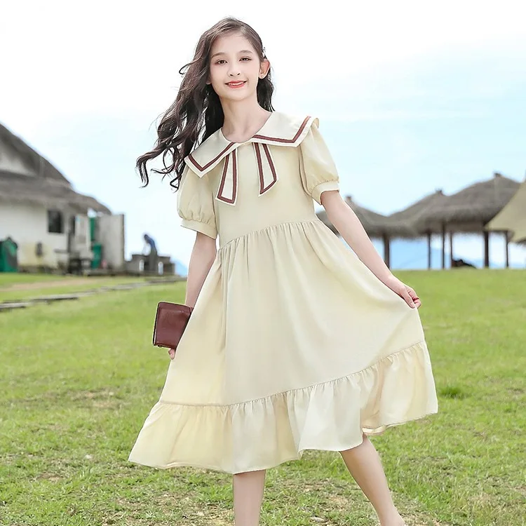 Girls' dress, summer dress, stylish 2025 new style, children's Korean version, internet celebrity, middle-aged girl