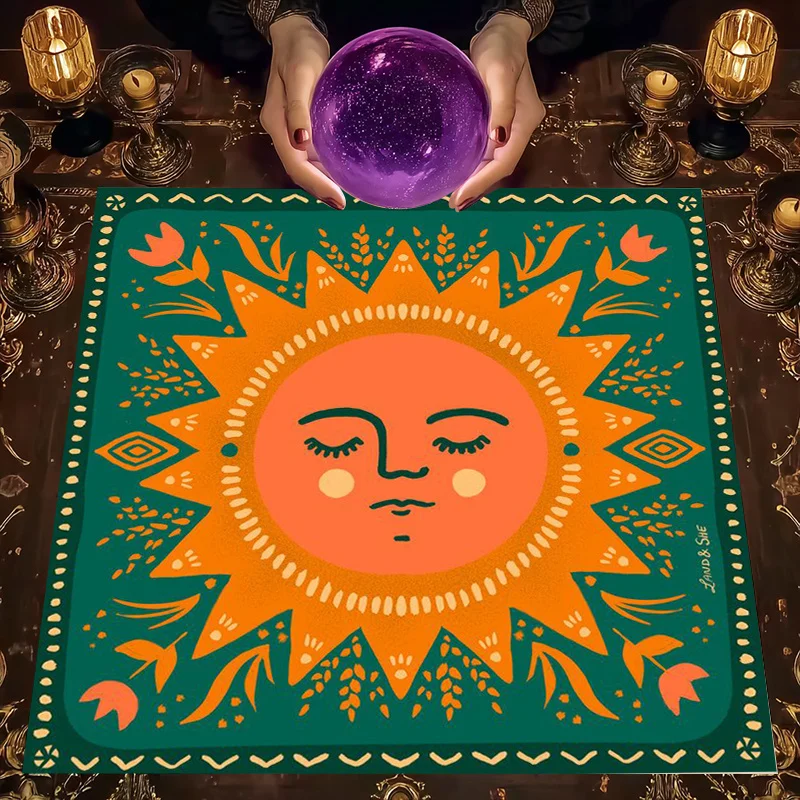 Boho Sun Goddess Picnic Tablecloth Outdoor Decorative Runner for Boho Chic Patio Decor 90x90cm