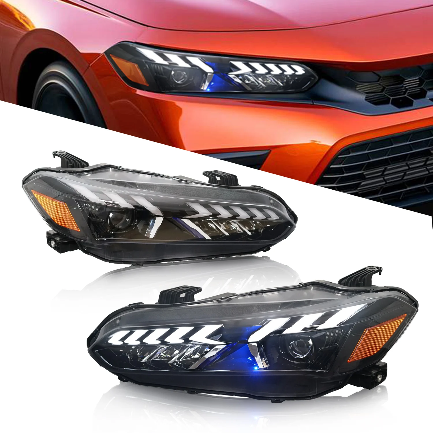 For Archaic New Auto Lighting Systems Car Lamp for 11 Generation Honda Civic 2022-2023 With Sequential Turning Signal