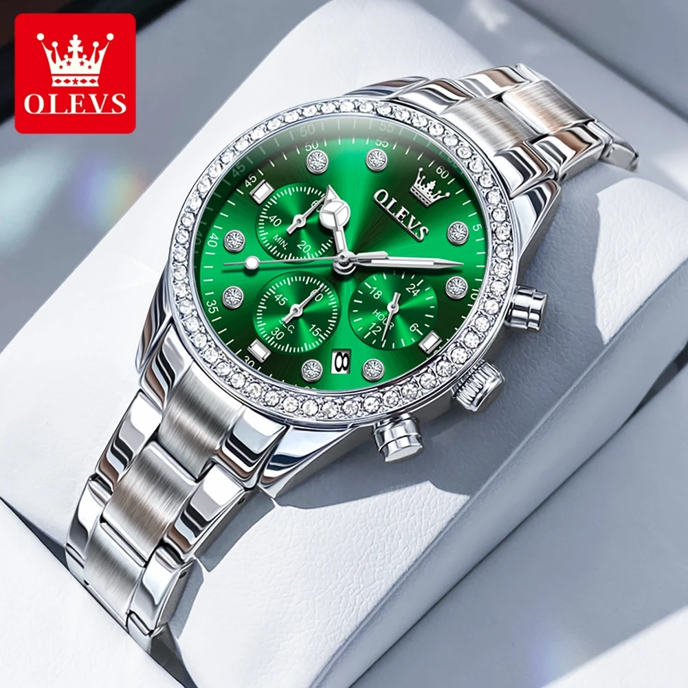 

OLEVS Top Luxury Brand Women's Watches Fashion Calendar Quartz Watch Bracelet Gift Box Set Stainless steel Female Wrist Watch