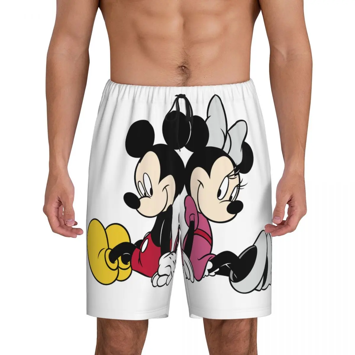 

Custom Printed Men's Cartoon Animation Minnie Mickey Mouse Pajama Bottoms Sleepwear Pjs Sleep Shorts with Pockets