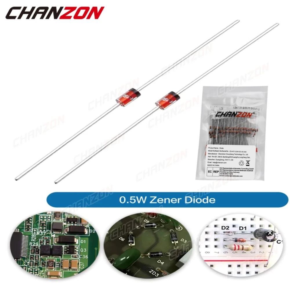 0.5W Zener Diode kit Rectifier Assortment 2V 3V 3.3V 4.7V 5V 5.1V 5.6V 7.5V 10V 12V 13V 15V 18V 24V 30V 33V 200V Set