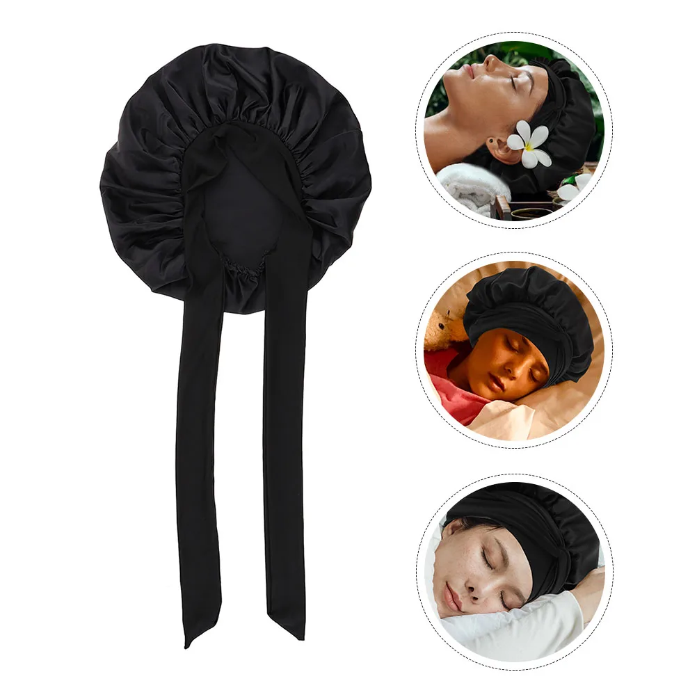

Strap Night Hat For Women Satin Sleep Cap Hair Care Bonnet Comfortable Shower Bathing Cap Durable Supple Household Bonnets Face