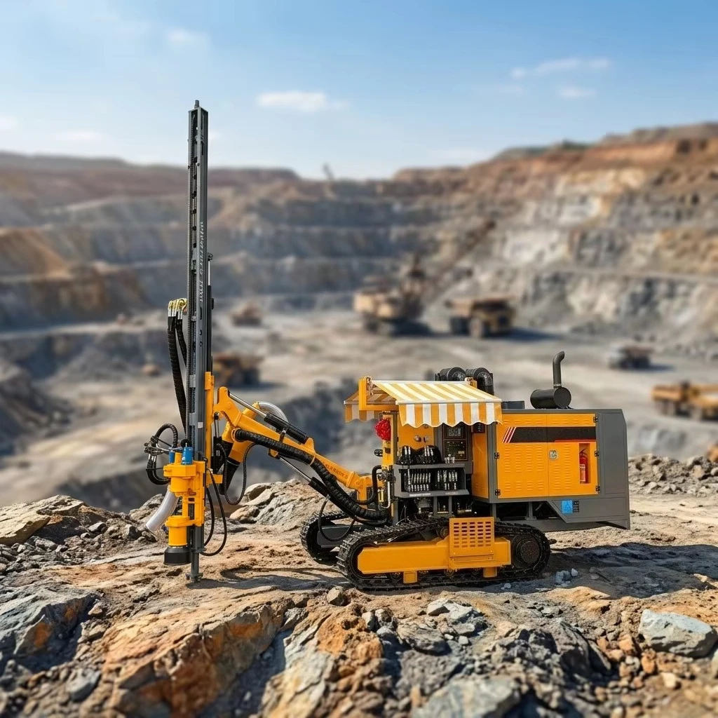 High Quality Diesel Powered Crawler Rotary Drilling Rig with DTH Hammer and Bearing for Mineral Exploration and Quarry Mining